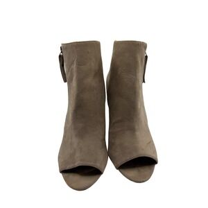Steve Madden Matryx Taupe Peep Toe Ankle Boots Block Heel Side Zip Womens 8M